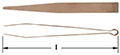 Two horizontal images of a flat, tapered piece of bronze metal commonly known as tweezers. The tweezer is slender with double-ended rounded points and a looped handle on the right end. The tweezer is shown with the gripping points slightly open.